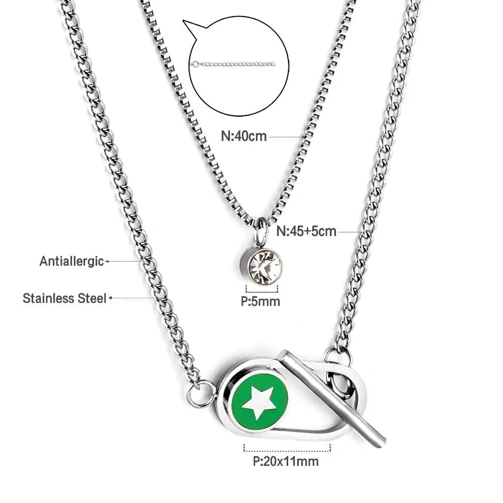 Fashion Shell Evil Eye Pendant Necklace Snake Pearl Double Chain For Women Stainless Steel Turkish Wedding Party Gifts asonjewelry